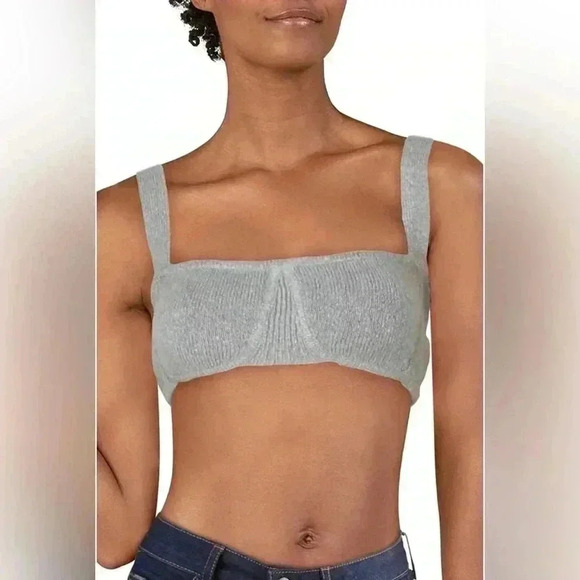 Danielle Bernstein Grey Sweater Sleeveless Crop Top / Bralette. Size Small - Picture 1 of 7